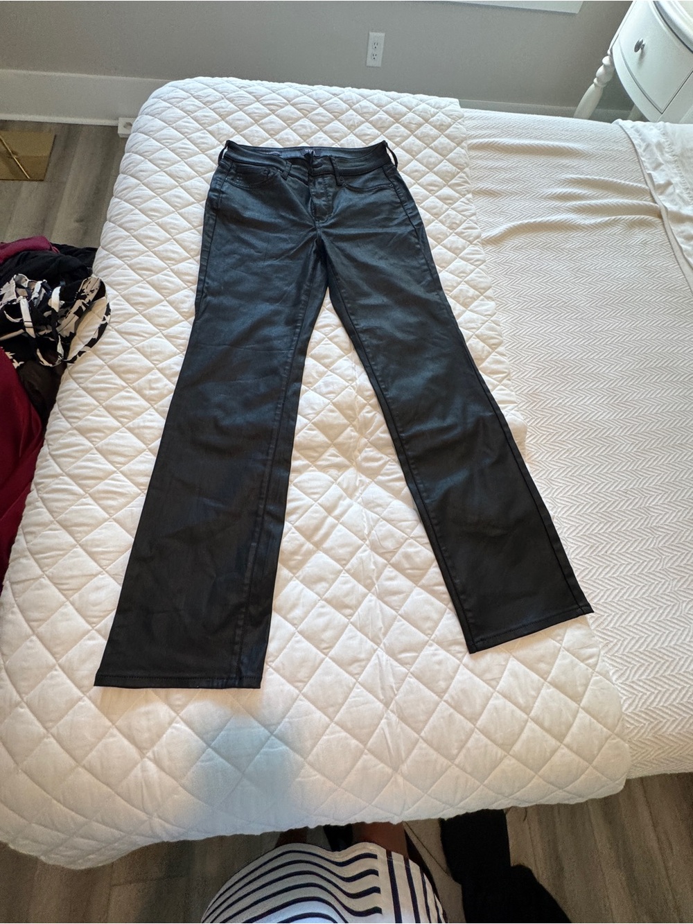 Classic Black Women's Jeans - Flared Fit faux leather